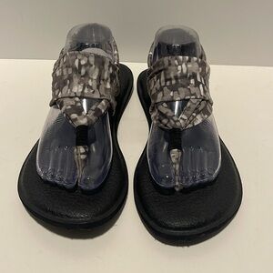 Sanuk Yoga Sling Sandals Women’s Size 11 Grey Stretch Comfort Fabric Flip Flops